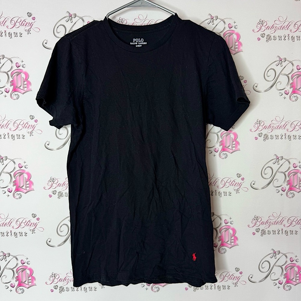 Polo by Ralph Lauren Black T-Shirt embroidery logo red
